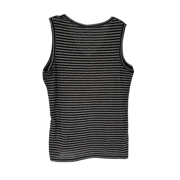 Dylan V Neck Sleeveless Top Stripe Lightweight Large Gray Black - Picture 6 of 7